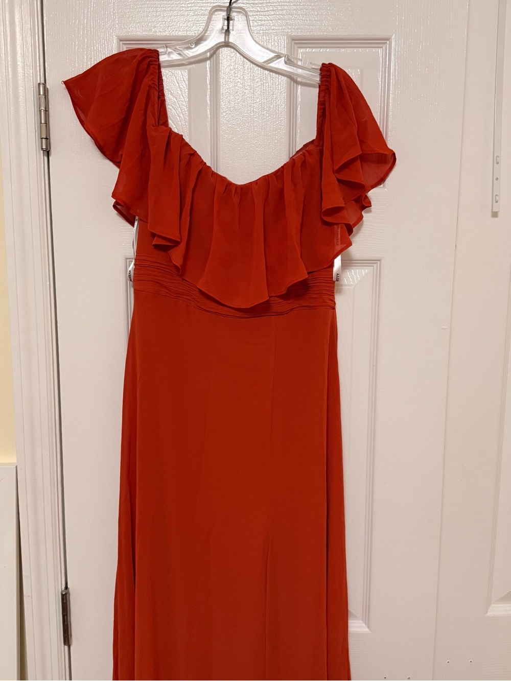 SHEIN One-Shoulder Ruffle Maxi Dress in Burnt Orange